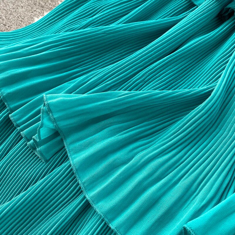 New Summer Women Beach Vacation Dress Sexy Slash Neck Off Shoulder Sweet Pleated Cake Hem Slim Long Dress