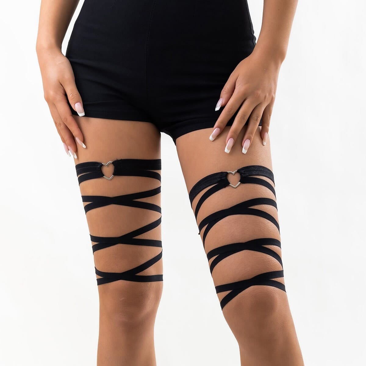 Chic Heart Charm Elastic Band Harness Thigh Leg Chain