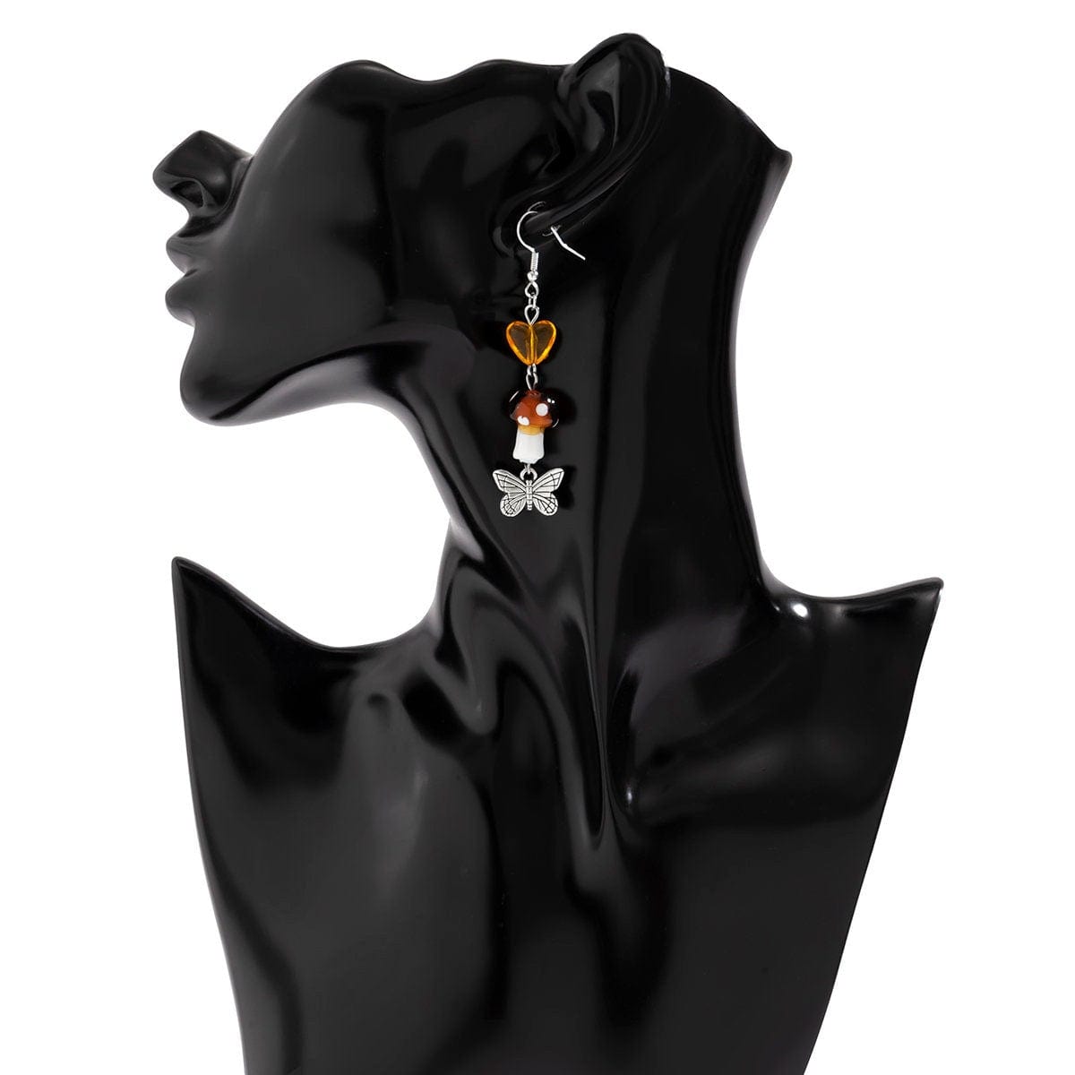 Chic Heart Leaf Butterfly Mushroom Charm Dangle Earrings