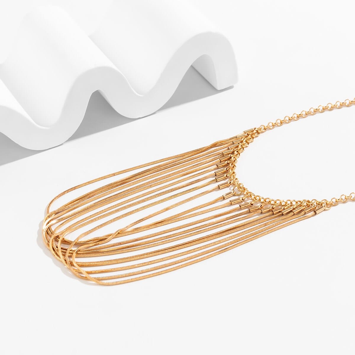 Chic Layered Chain Tassel Collar Choker Necklace