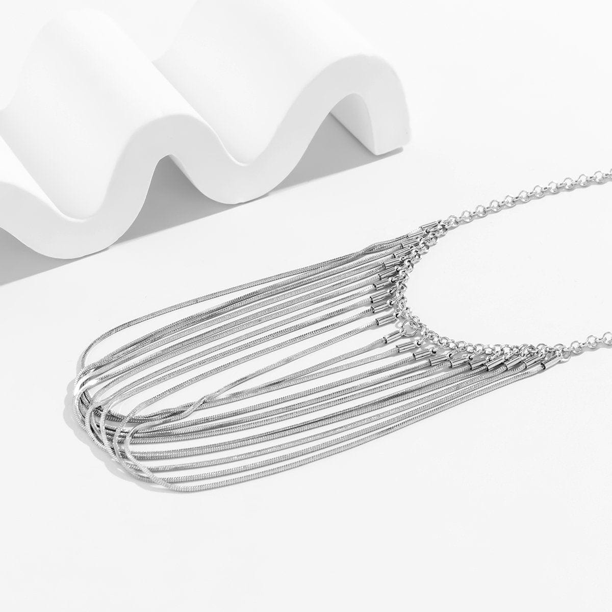 Chic Layered Chain Tassel Collar Choker Necklace