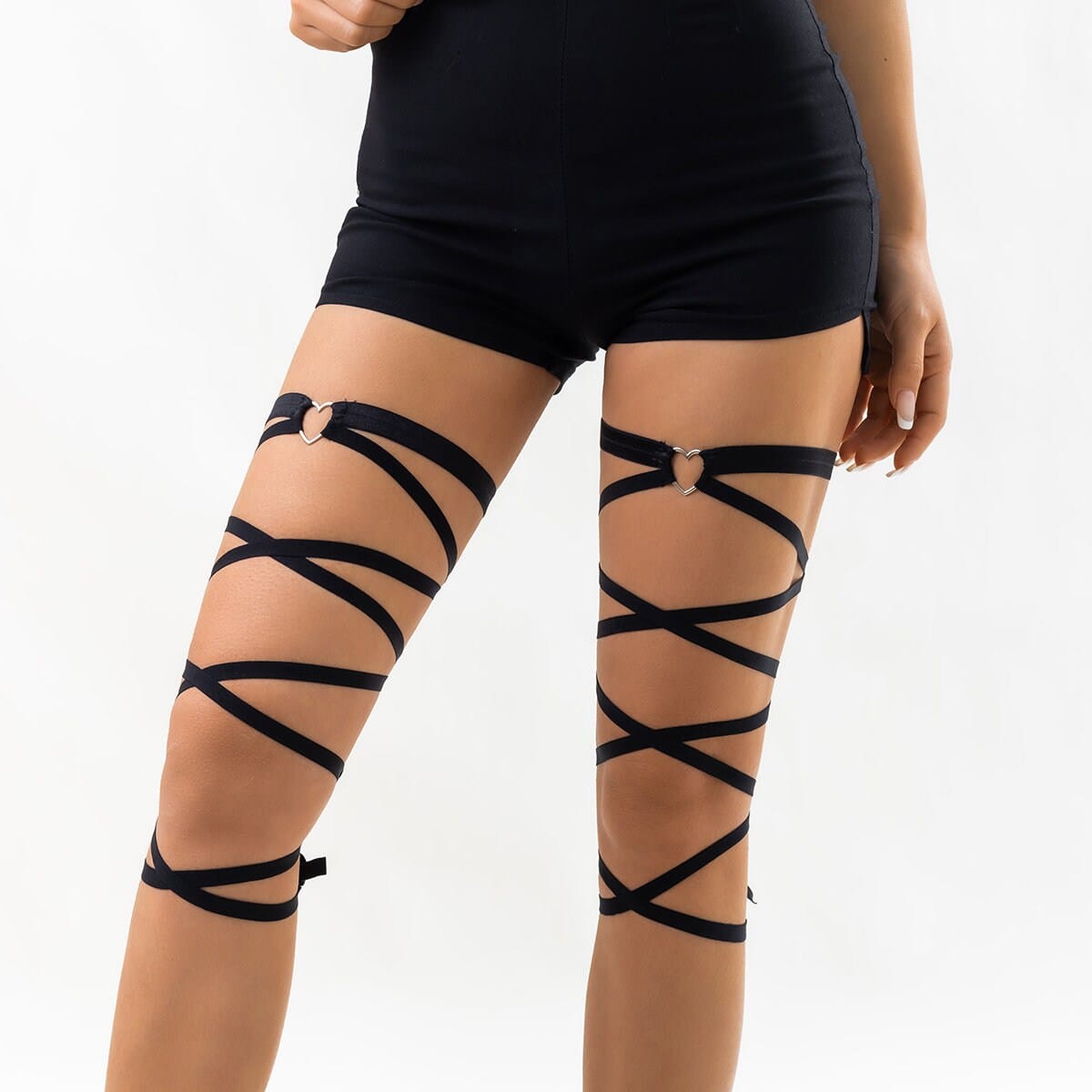 Chic Heart Charm Elastic Band Harness Thigh Leg Chain